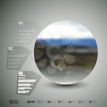 World globe. Infographic template for business design, abstract blurred background vector.