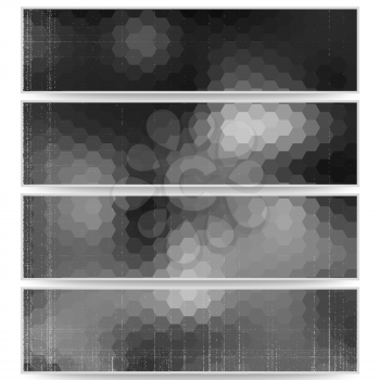 Abstract hexagonal headers set, blurred design vector.