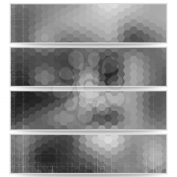 Abstract hexagonal headers set, blurred design vector.