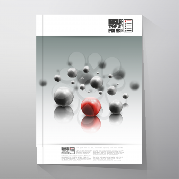 Spheres in motion on gray background, vector illustration. Brochure, flyer or report for business, template vector.