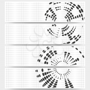 Web banners set of header layout templates, circle halftone vector backgrounds for your website design.