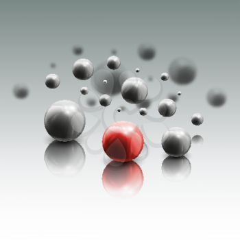 3d spheres in motion on gray background, vector illustration.