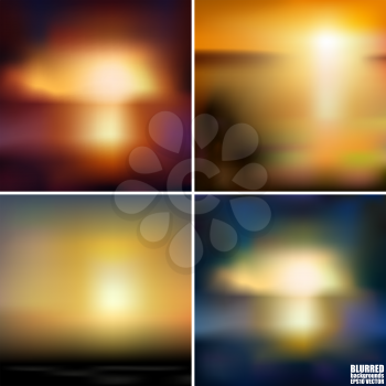 Abstract blurred backgrounds set, abstract templates vector.