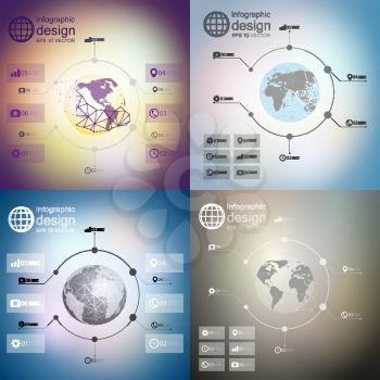 Infographics with unfocused backgrounds and icons, set for business design vector