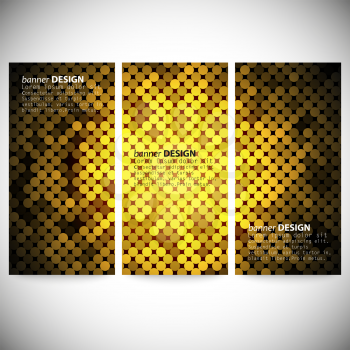 Set of vertical banners. Abstract golden dots background vector illustration.