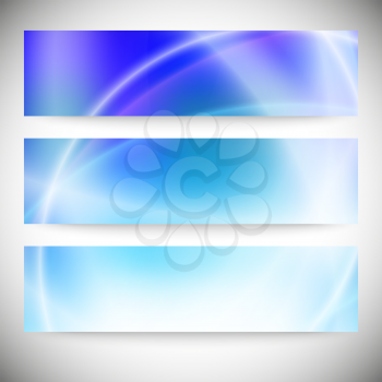 Set of horizontal banners. Abstract background, blue texture vector.