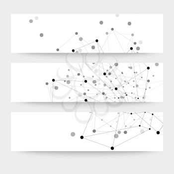 Set of  digital backgrounds for communication, molecule structure vector illustration.