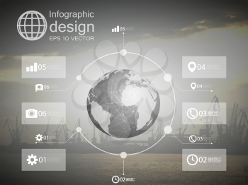 infographic with unfocused background and icons set for business design vector.