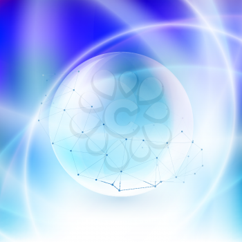 Sphere on blue background in the rays of light vector
