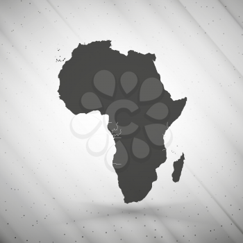 Africa map on gray background, grunge texture vector illustration.