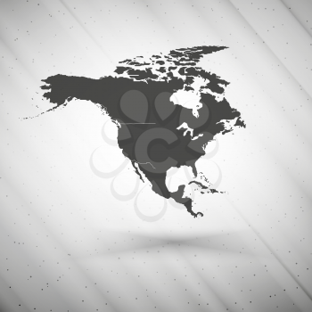 North america map on gray background, grunge texture vector illustration.
