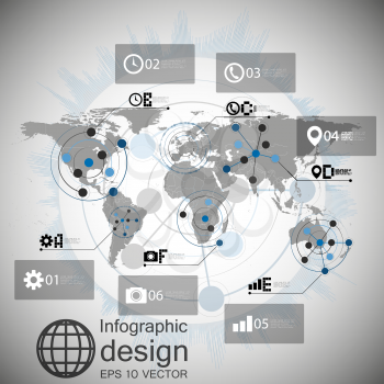 World map vector, infographic design illustration for communication.