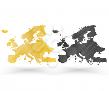 Europe map, wooden design texture, vector illustration.