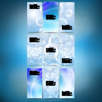 Set of vertical banners. Drops in the blue water vector background. Modern banners, abstract banner design, business design and website templates vector.