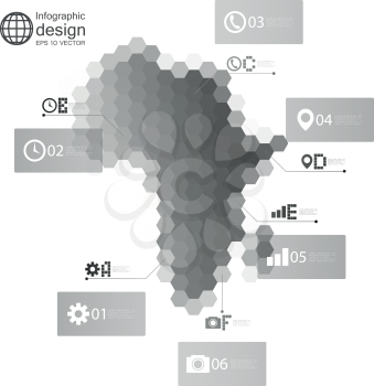 Africa map, Infographic template for business design, hexagonal design vector illustration.