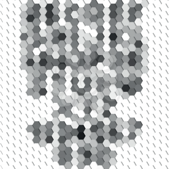 Gray geometric background, abstract hexagonal pattern vector.