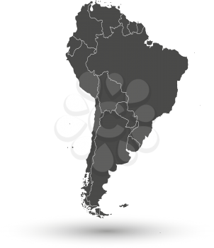 South America map with shadow background vector