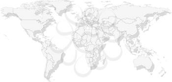 Gray Political World Map, light design vector illustration