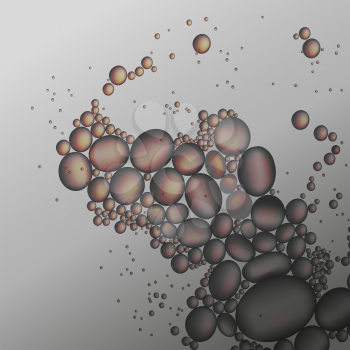 oil drops in the gray water vector background.