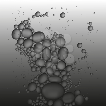 oil drops in the gray water vector background.