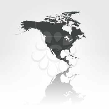 North america map with shadow background vector illustration