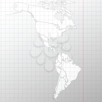 North and South America map in cage on a white background