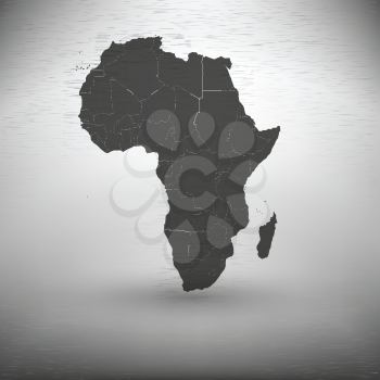 Africa map with the shadow on gray background vector