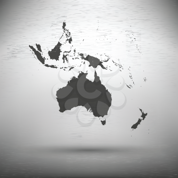 Australia map with the shadow on gray background vector