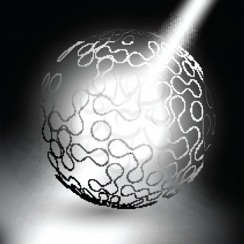 abstract sphere on gray background in rays of light vector