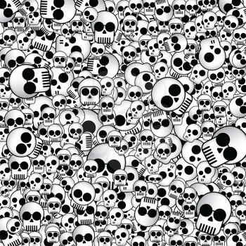 Group of skulls as a background vector.
