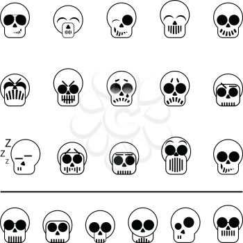set of diferent icons skull vector illustration