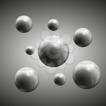 3d spheres on gray background vector illustration