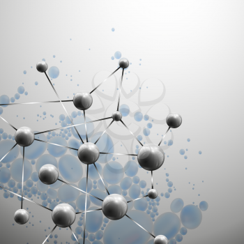 3D Molecule structure on blue background vector illustration.