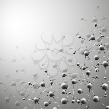 Gray abstract background, molecule structure vector illustration.