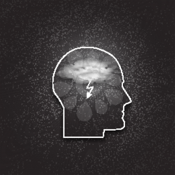 Vector icon of human head. Idea in your mind. Dark design vector illustration.