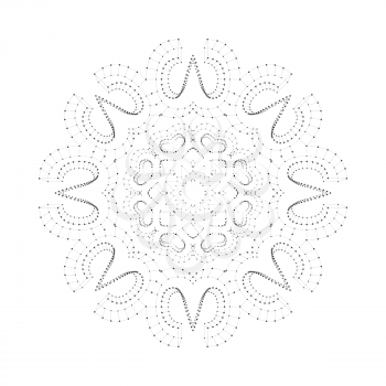  Round vector shape, molecular construction with connected lines and dots, scientific or digital design pattern isolated on white.