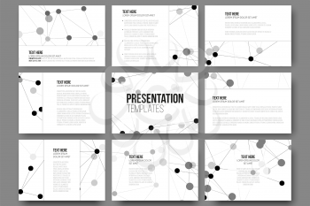 Set of 9 vector templates for presentation slides. Molecule structure vector background
