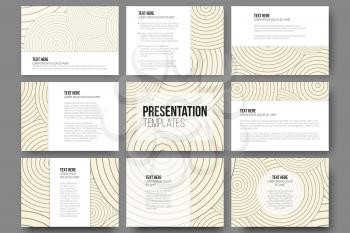 Set of 9 templates for presentation slides. Modern stylish geometric backgrounds with circles. Simple abstract monochrome vector textures.