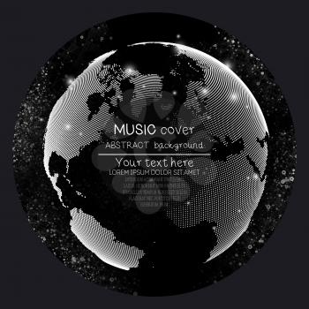 Music album cover templates. World globe and global network, vector illustration.