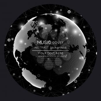 Music album cover templates. World globe and global network, vector illustration.