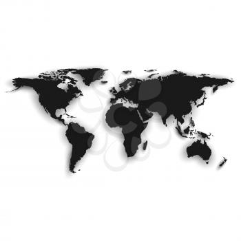 Silhouette of black world map, vector illustration.