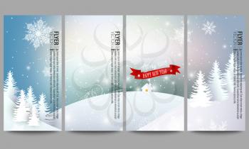 Set of modern vector flyers. Merry Christmas and happy New Year vector background.