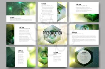 Set of 9 vector templates for presentation slides. Colorful graphic design, abstract vector background.