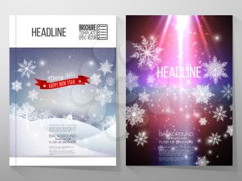 Set of business templates for brochure, flyer or booklet. Merry Christmas and happy New Year vector background.