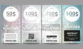 Set of modern gift voucher templates.  Abstract vector background of digital technologies, cyber space.