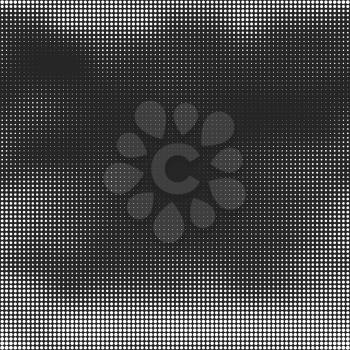 Halftone seamless vector background. Abstract halftone effect with white dots on black background.