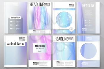 Set of business templates for brochure, flyer or booklet. Abstract wave vector background.