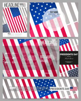 Set of business templates for presentation, brochure, flyer or booklet. Presidents day background with american flag, abstract vector illustration.