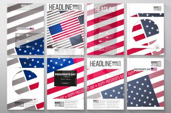 Set of business templates for brochure, flyer or booklet. Presidents day background with american flag, abstract vector illustration.