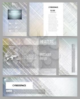 Set of business templates for presentation, brochure, flyer, banner or booklet. Abstract science or technology vector background.